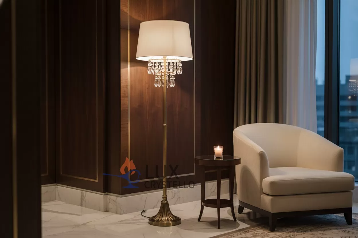 brass crystal floor lamp