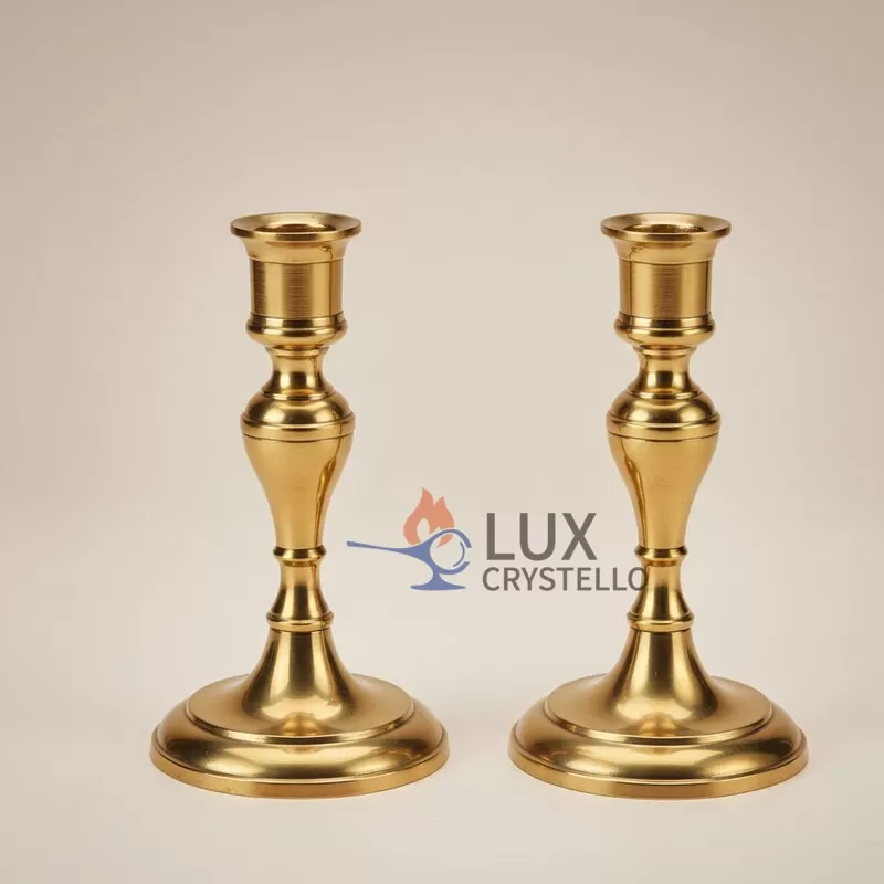 gold brass candlestick holders