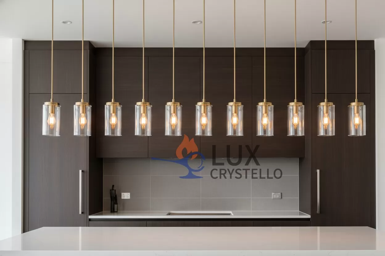 brass and glass pendant light