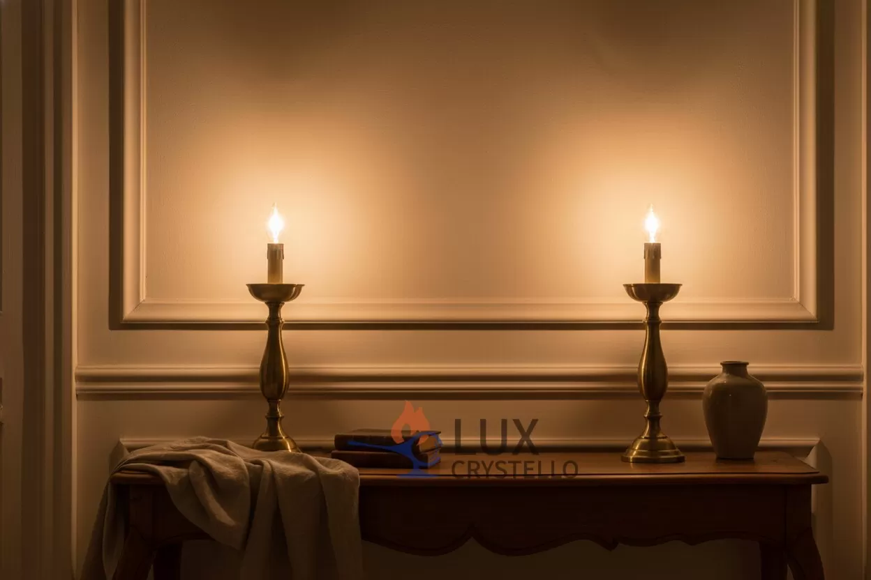 french country brass candle-style lamp