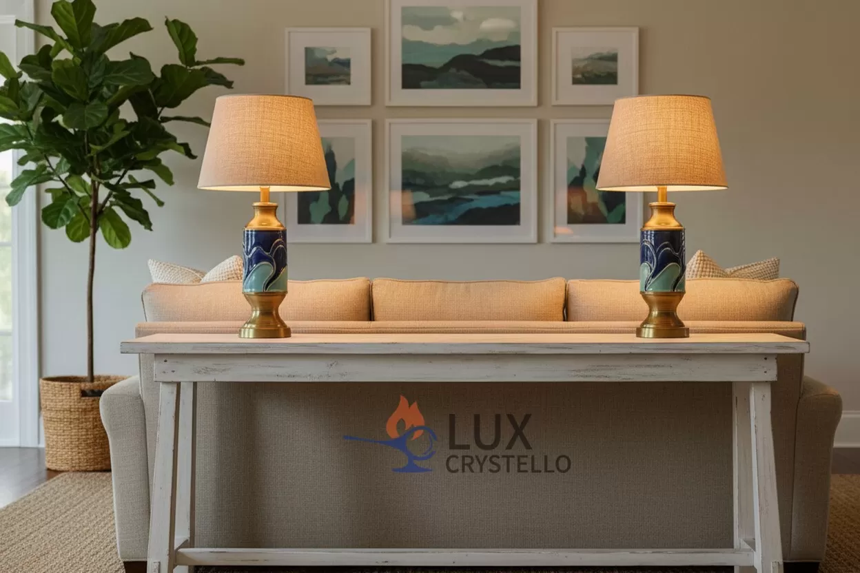 french country lamps set of 2 blue