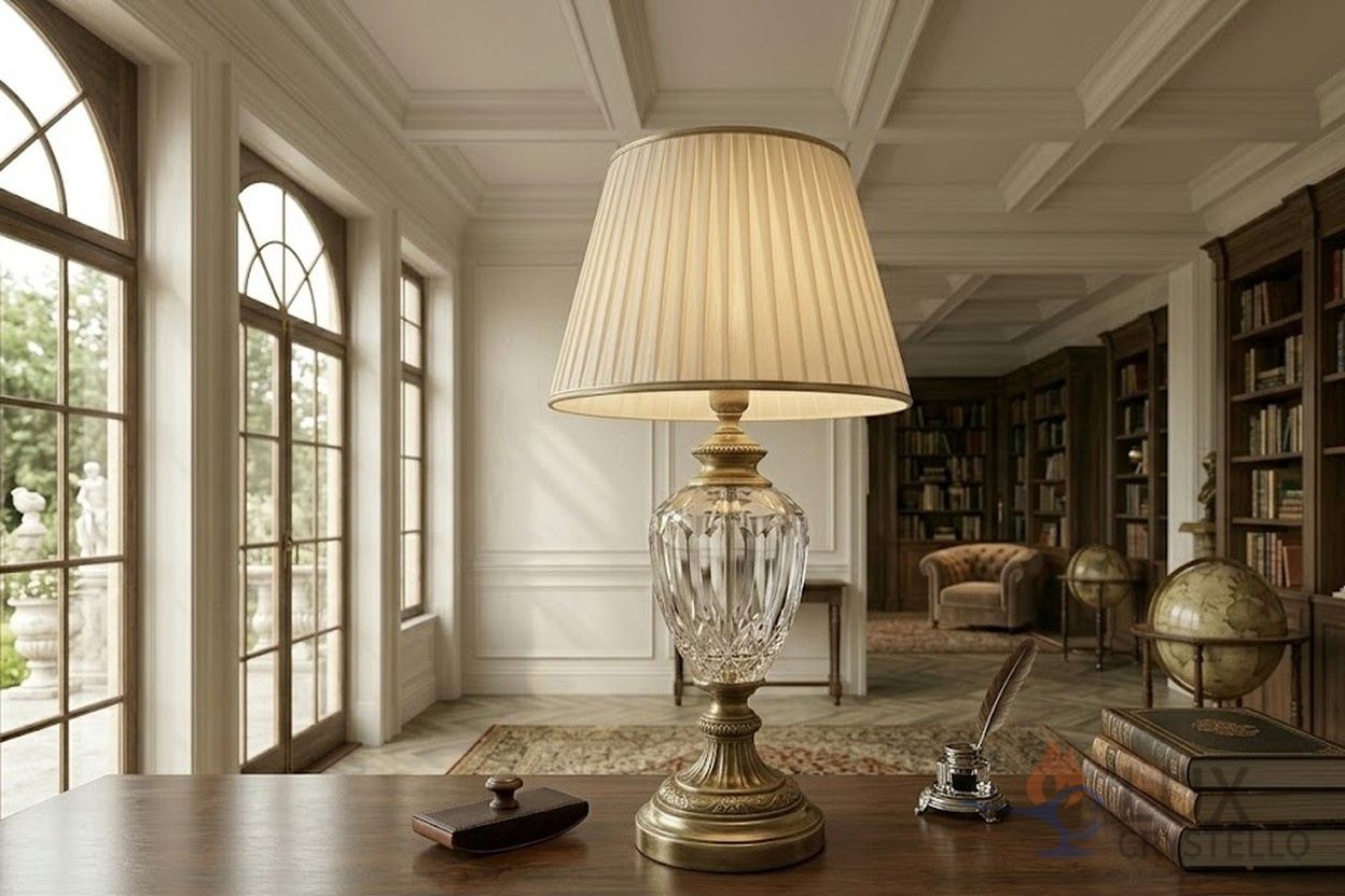 baroque brass crystal table lamp