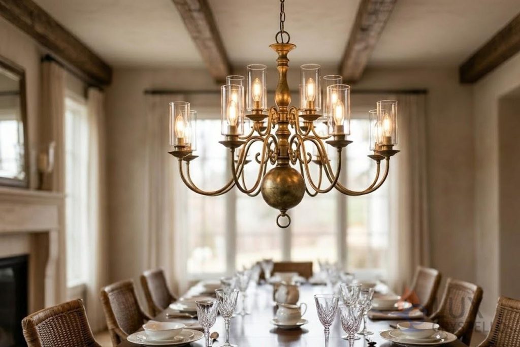 Crafting Ambiance with a French Country Brass and Glass Chandelier