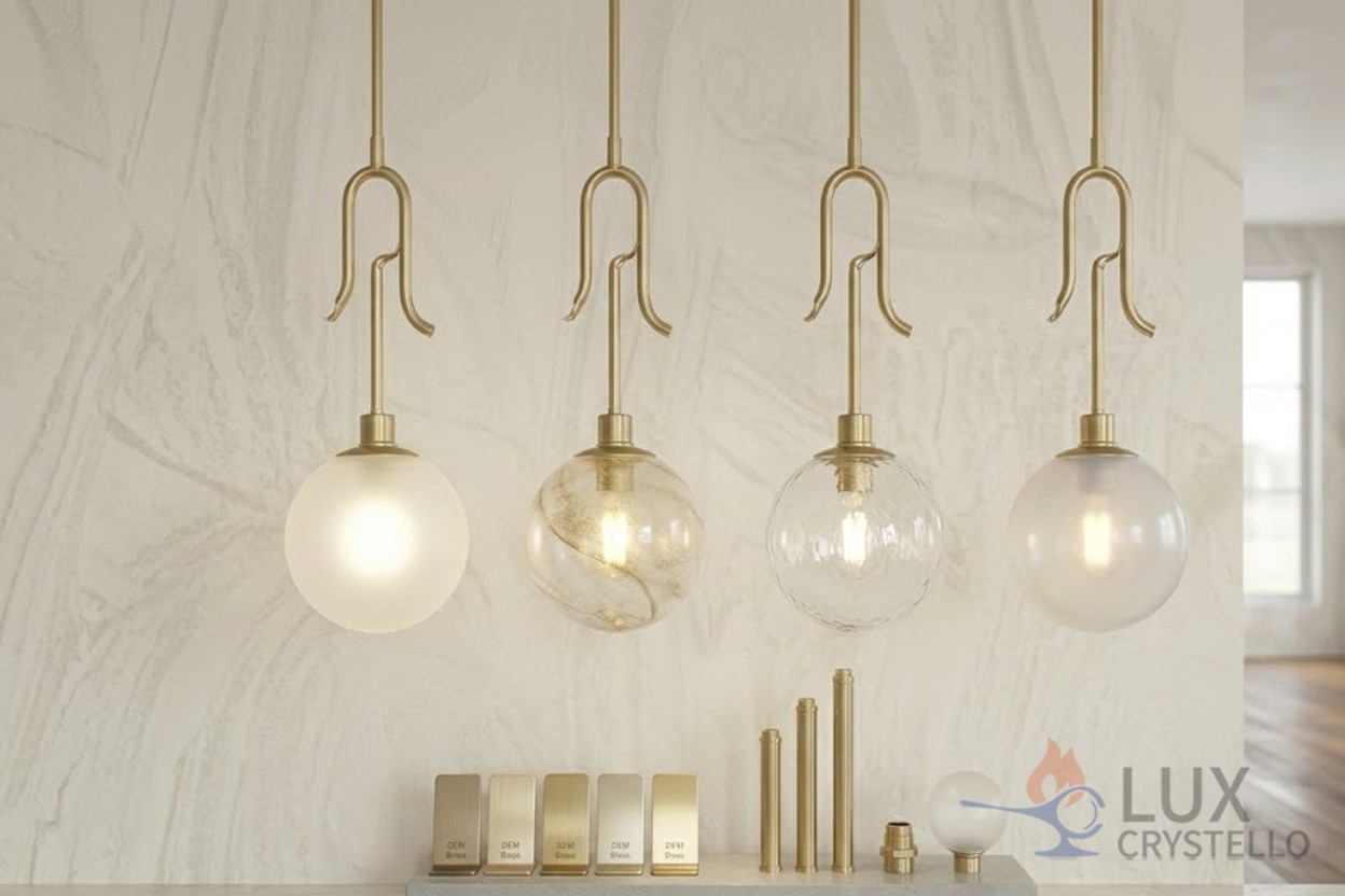 baroque brass glass pendant