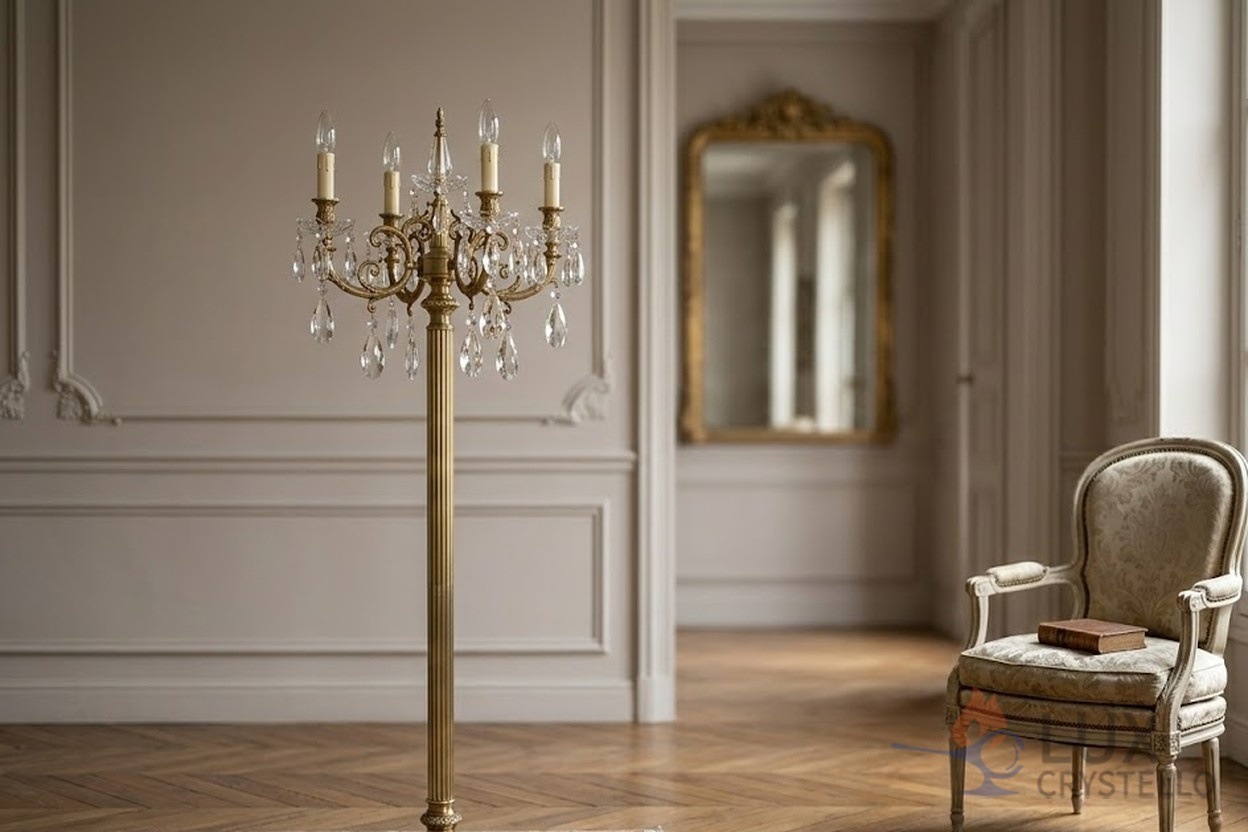lost wax copper crystal floor lamp manufacturing