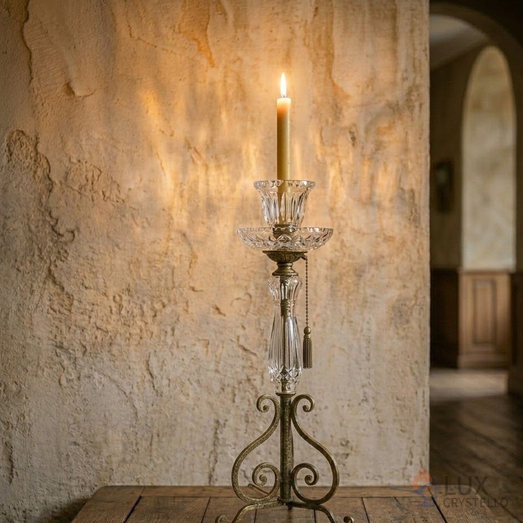 french crystal candle holder