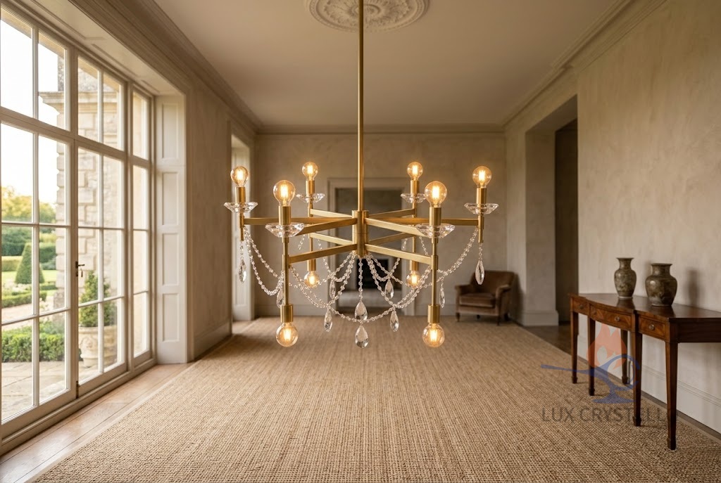 Baroque Brass and Crystal Chandelier for Elegant Interiors Baroque Brass and Crystal Chandelier for Elegant Interiors