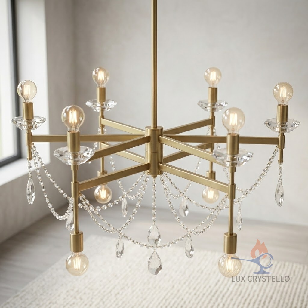 baroque brass and crystal chandelier