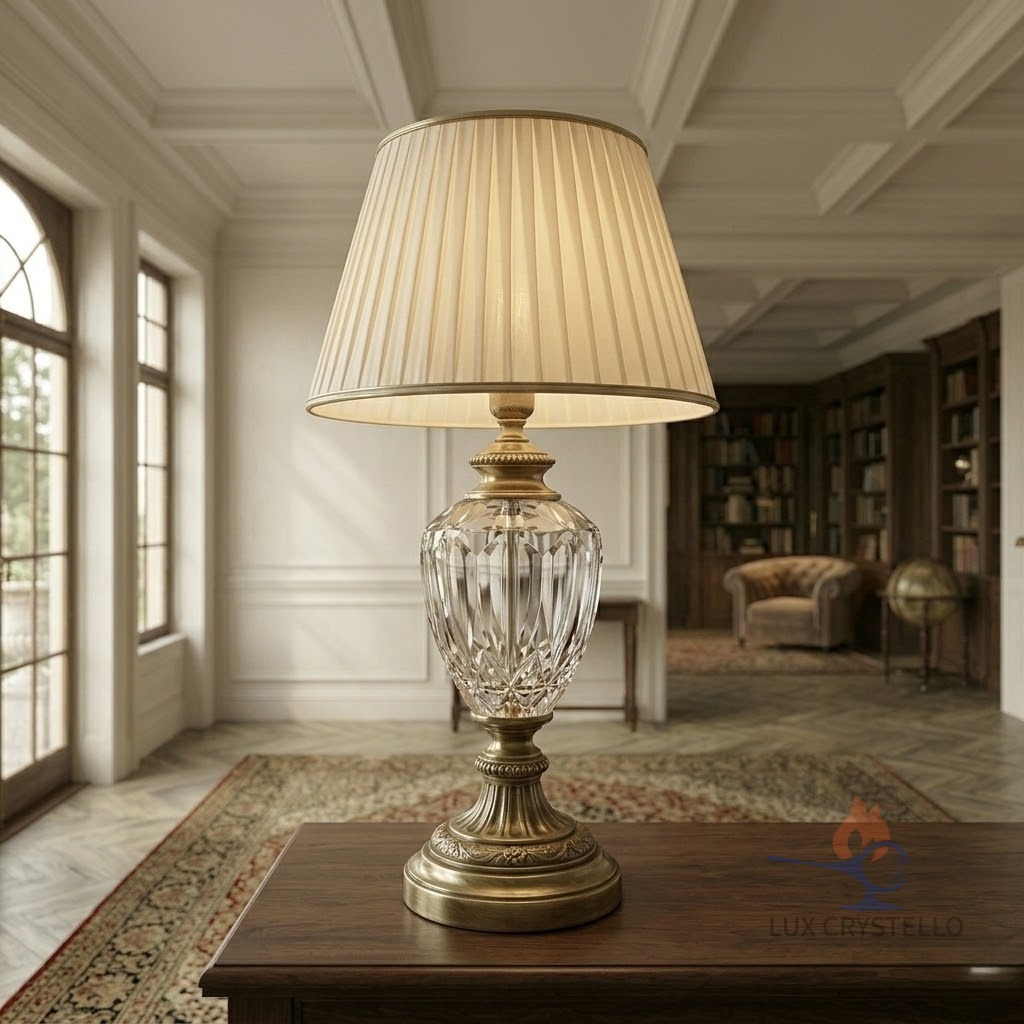 french country brass crystal table lamp