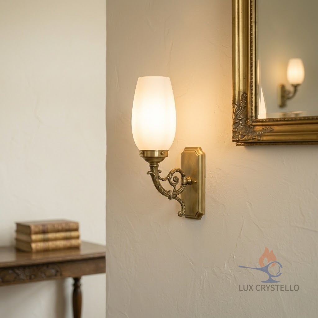 Baroque Brass and Glass Wall Light for Decorative Interiors Baroque Brass and Glass Wall Light for Decorative Interiors