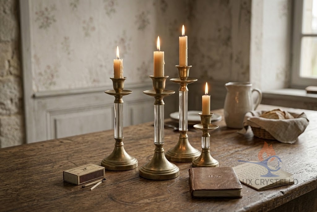 modern french brass candle holder