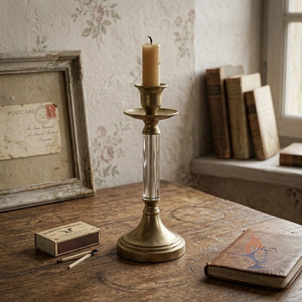 modern french brass candle holder