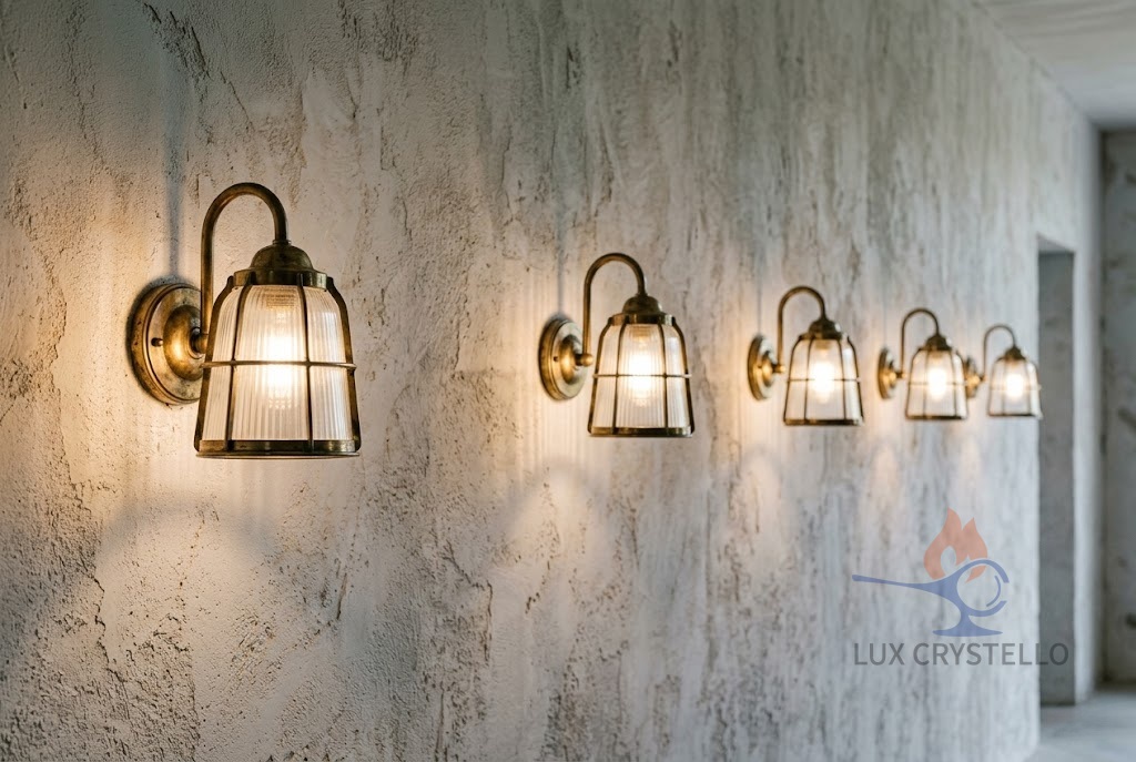 french country brass glass wall light