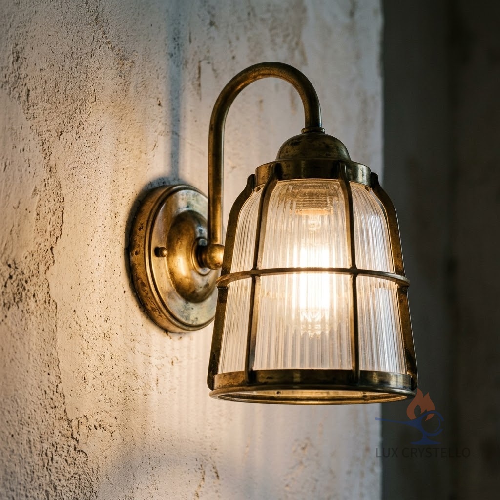 french country brass glass wall light