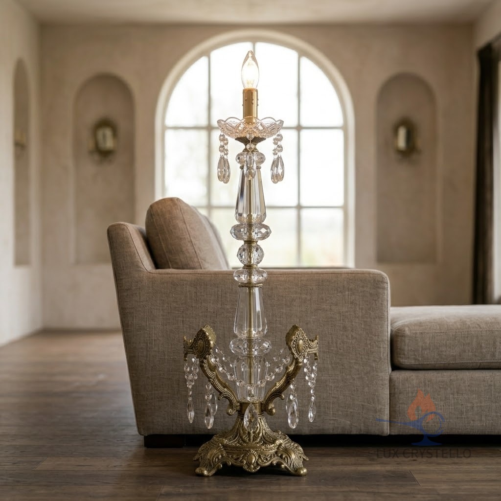 lost wax copper crystal floor lamp