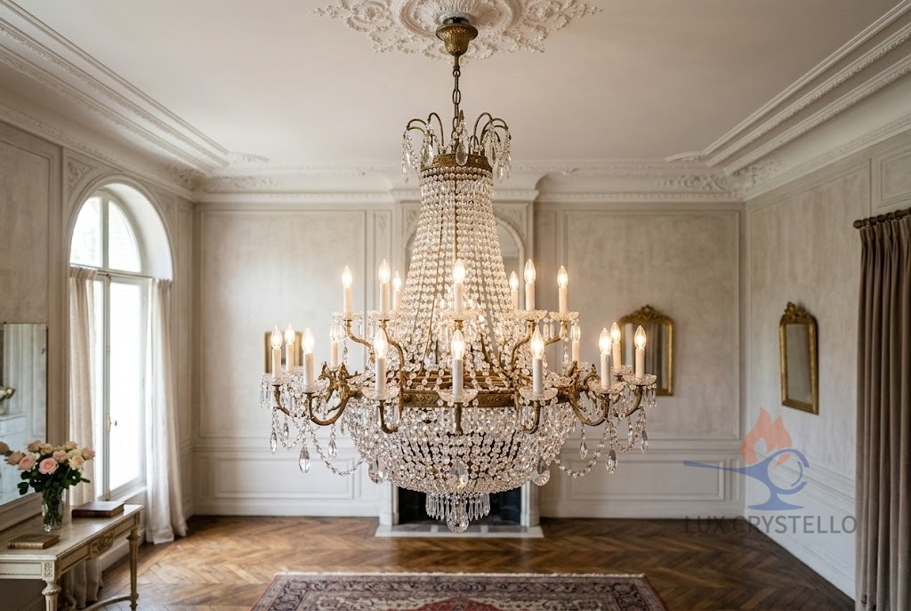 French Crystal Chandelier for Architectural Interior Spaces French Crystal Chandelier for Architectural Interior Spaces