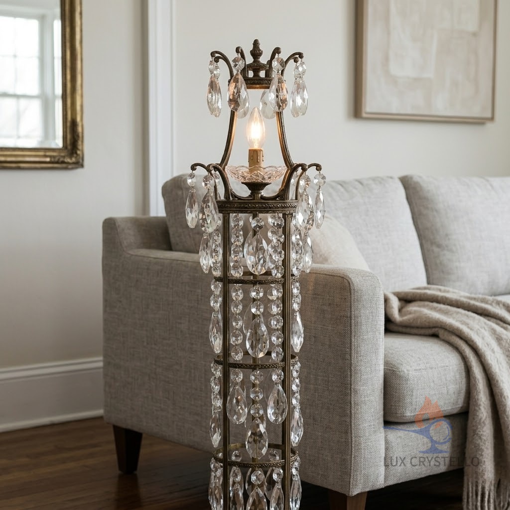 french crystal floor lamp