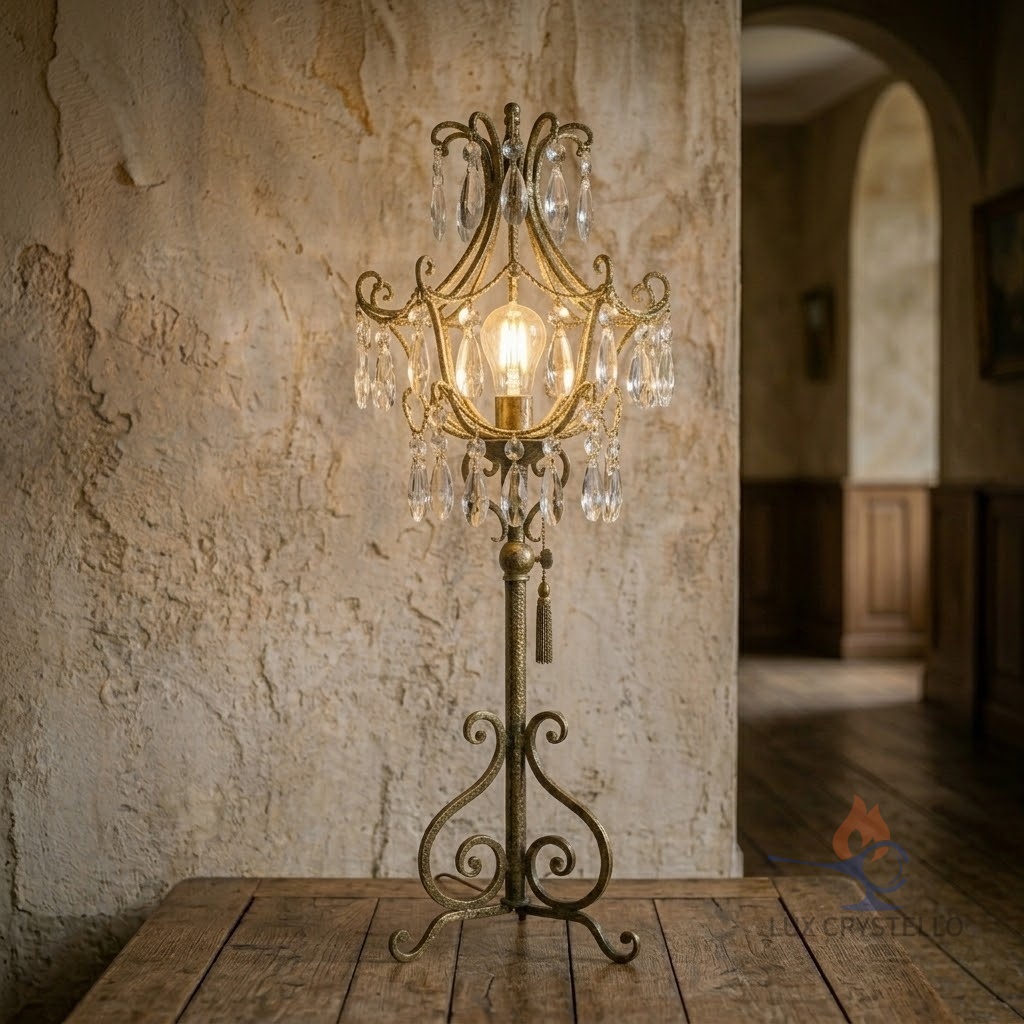 french crystal table lamp