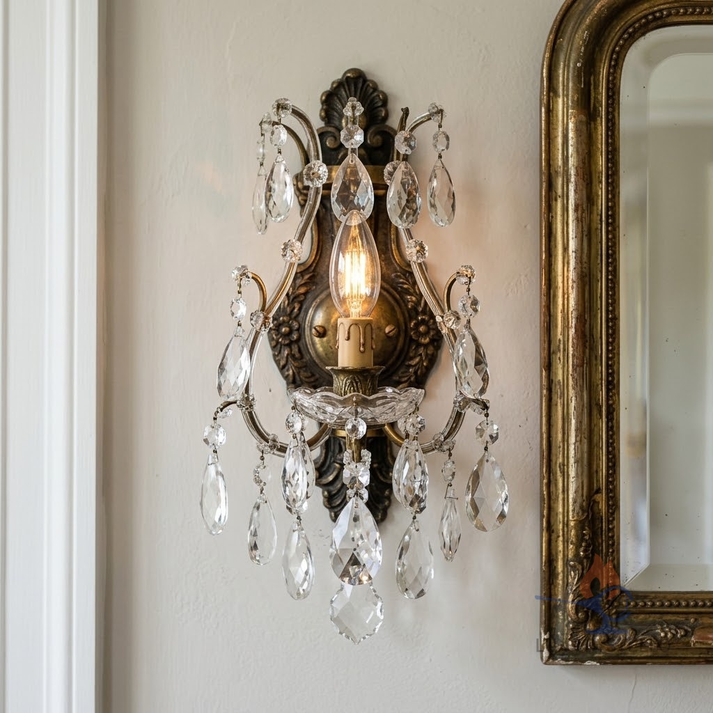 french crystal wall light