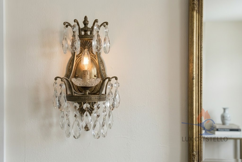 French Crystal Wall Light for Refined Interior Spaces French Crystal Wall Light for Refined Interior Spaces