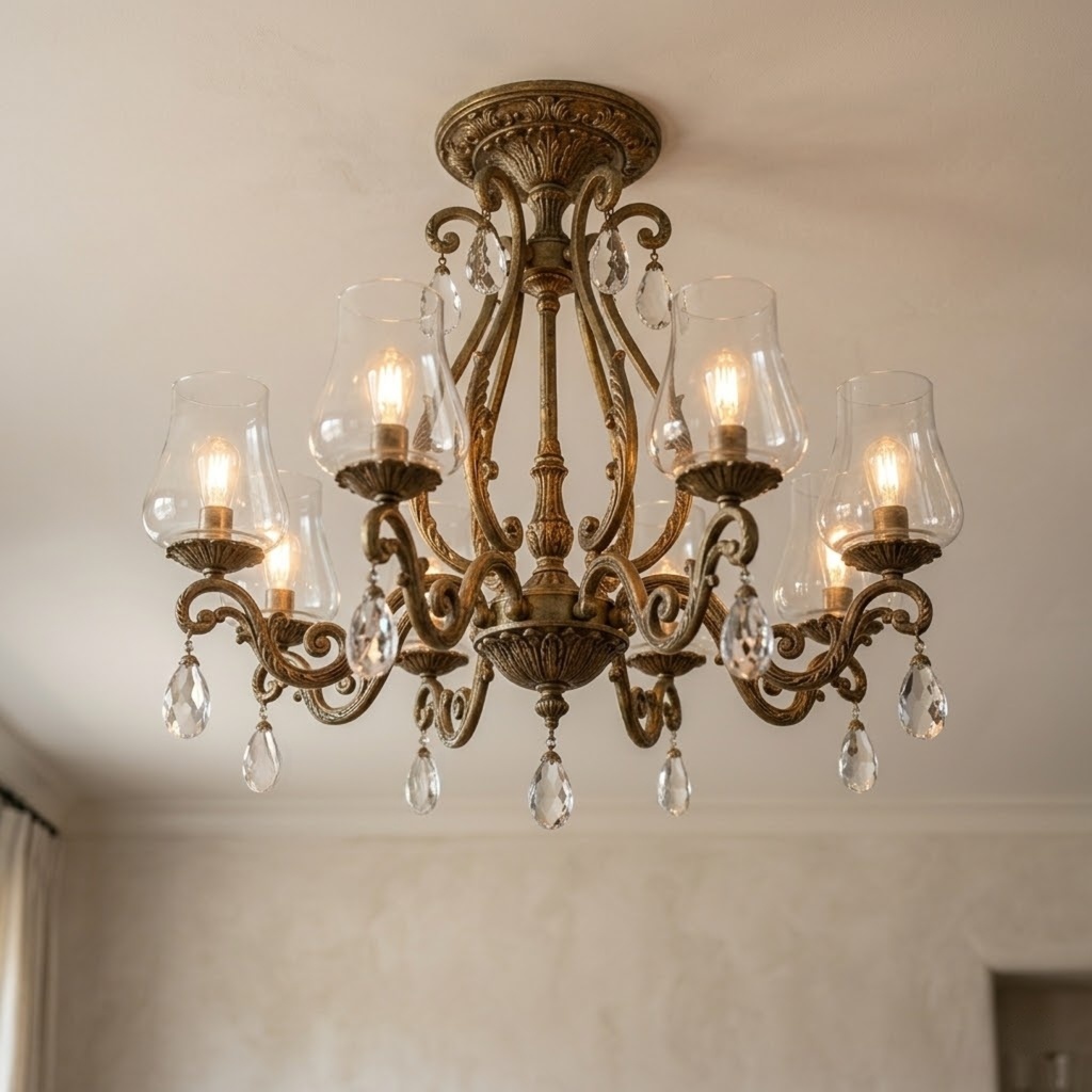 French Country Brass and Glass Chandelier: Classic Design and Sizing French Country Brass and Glass Chandelier: Classic Design and Sizing
