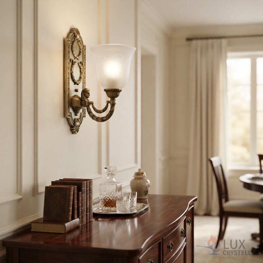 Napoleon style brass and glass wall light