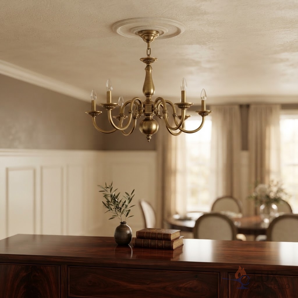 Napoleon style brass ceiling chandelier