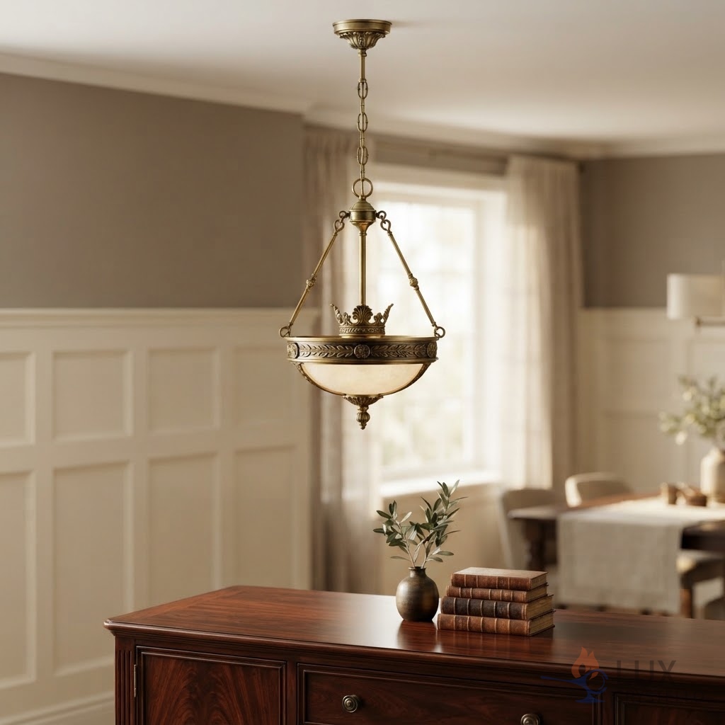 Napoleon style brass ceiling pendant light