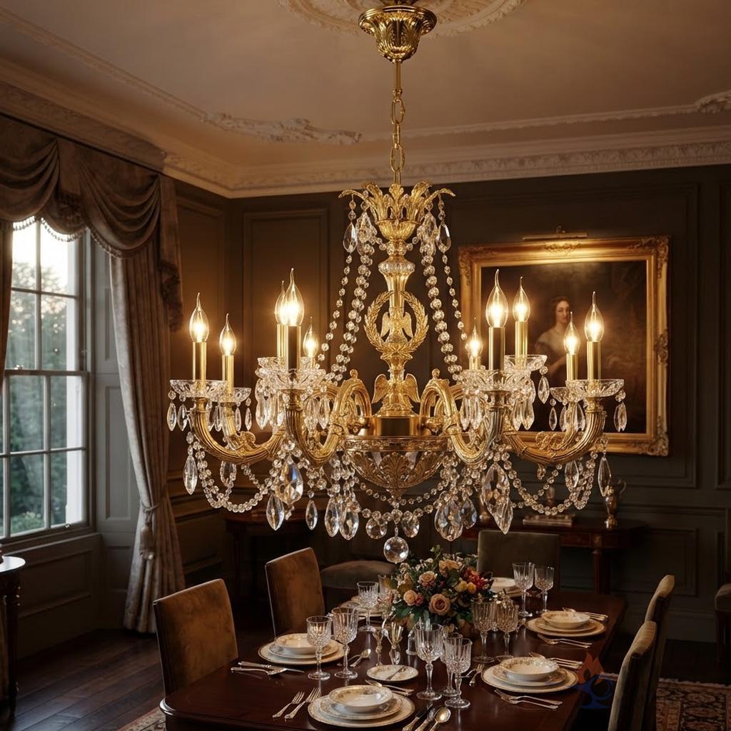 Napoleon style brass chandelier