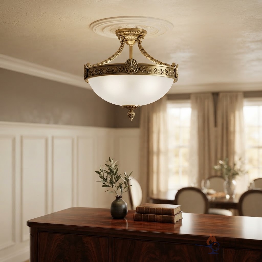 Napoleon style brass glass ceiling light