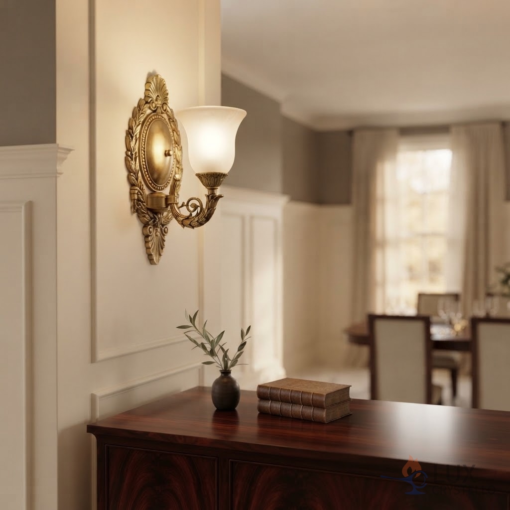 Napoleon style brass glass wall light