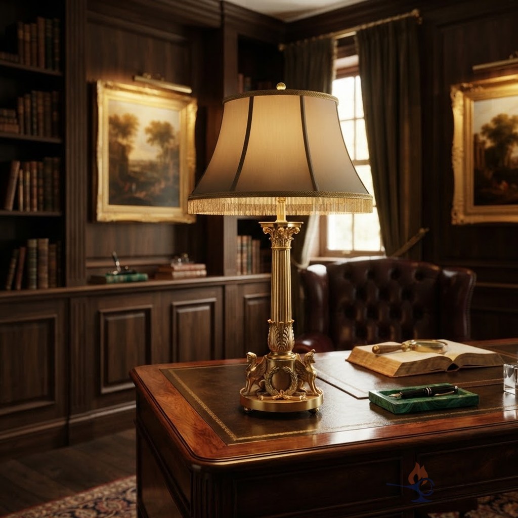 Napoleon style brass table lamp