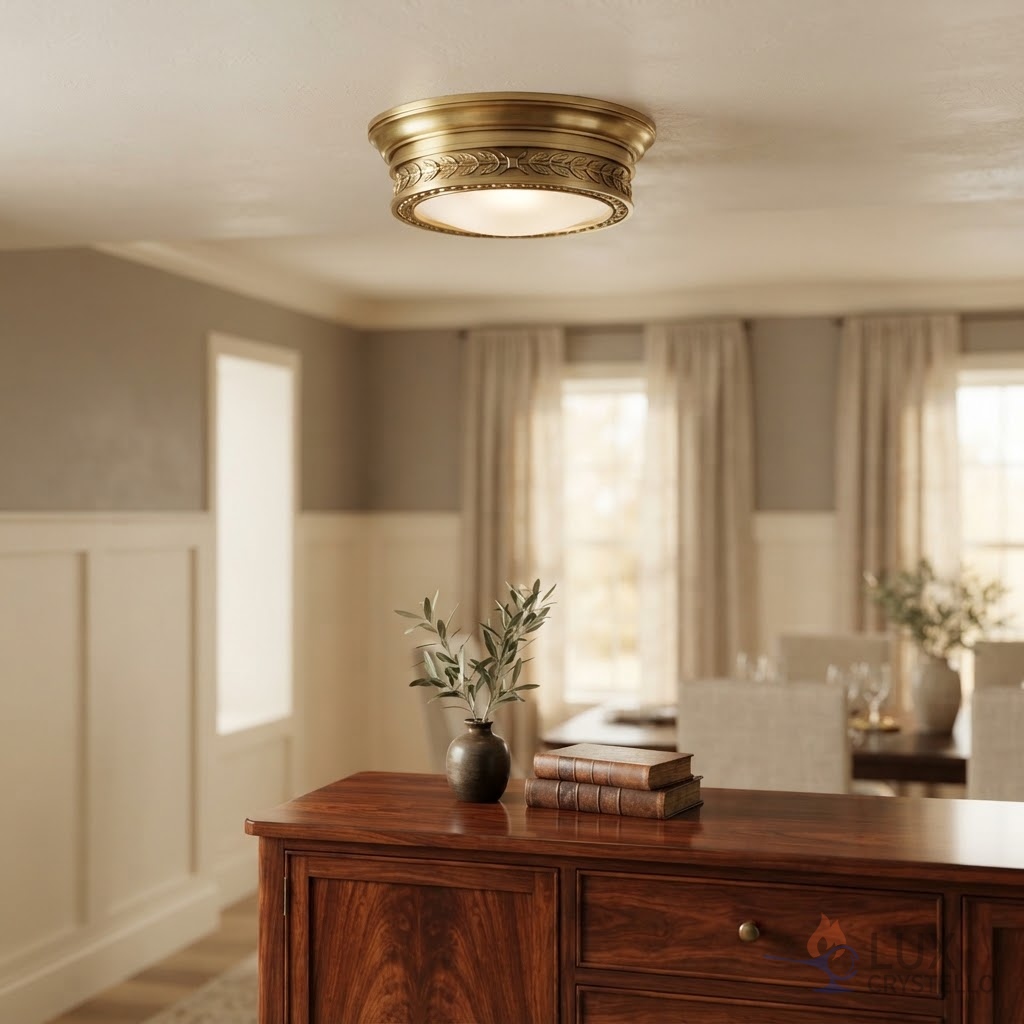 Napoleon style modern brass flush mount light
