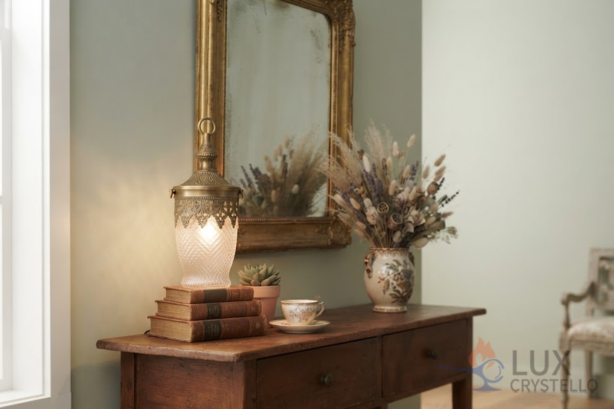 aged brass table lighting