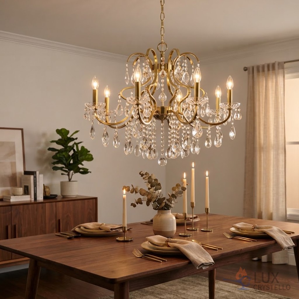 brass and crystal chandelier
