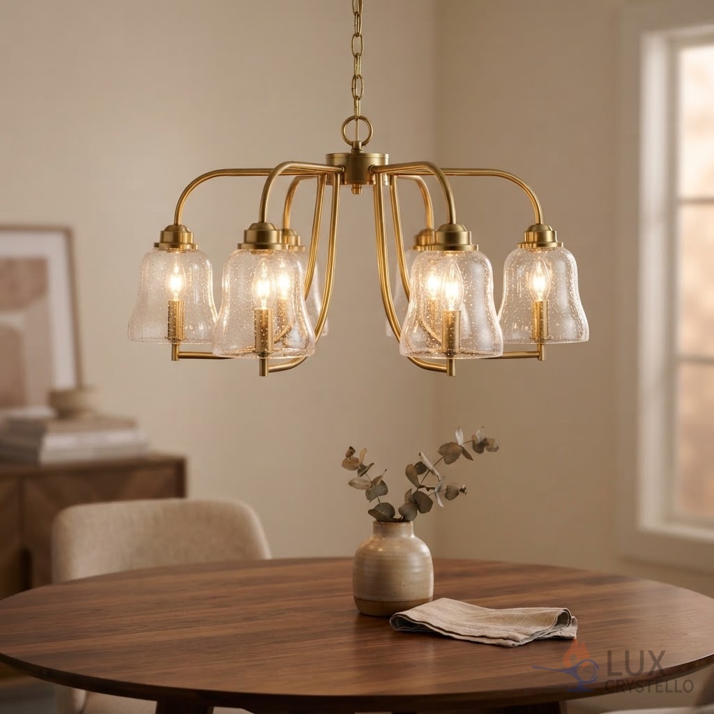 brass and glass chandelier