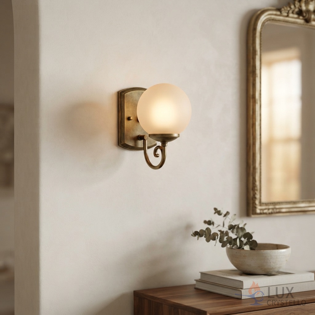 brass and glass wall light