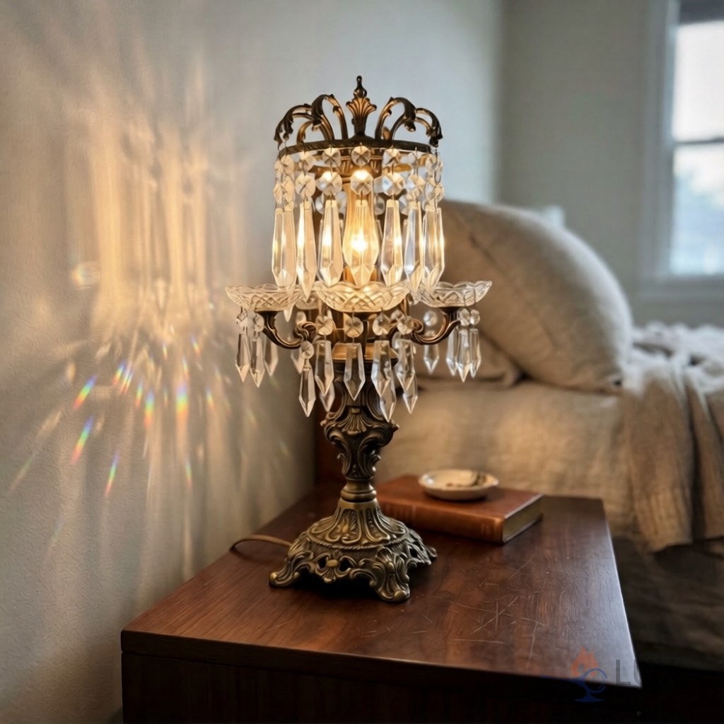brass crystal table lamp