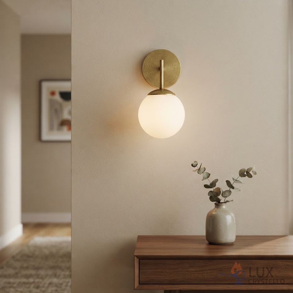 brass glass wall light
