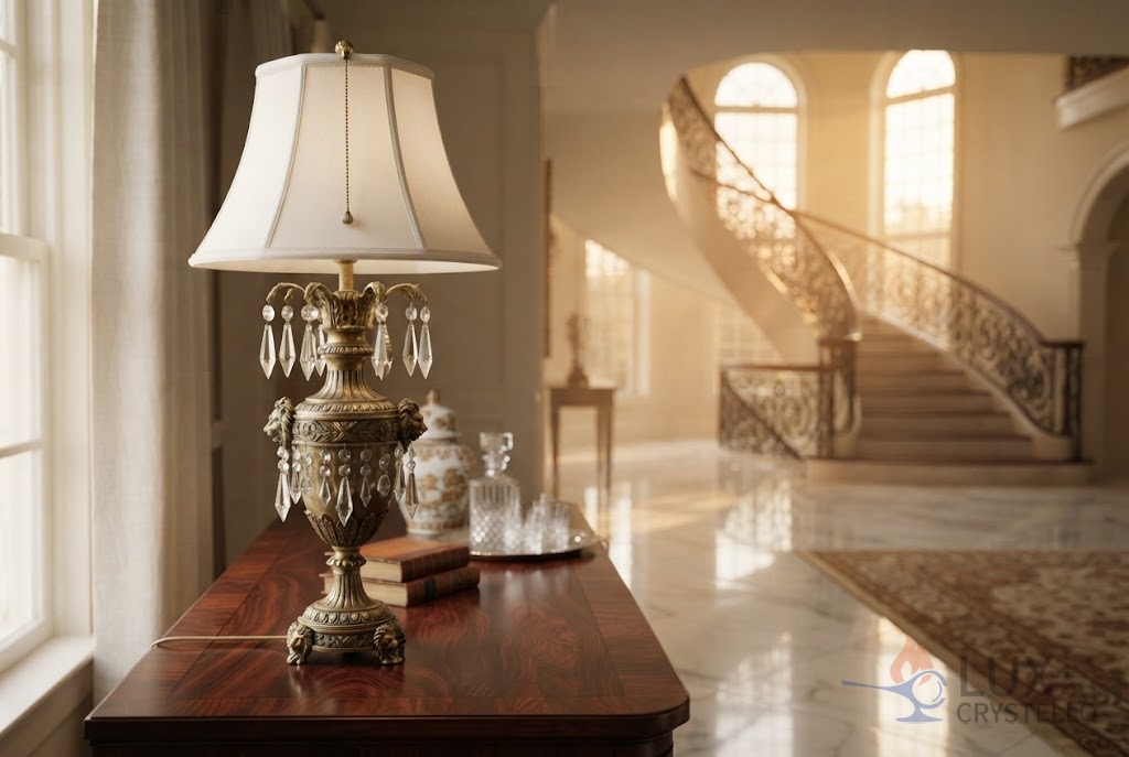 Why a Napoleon Style Brass Crystal Table Lamp Belongs on Every Desk Why a Napoleon Style Brass Crystal Table Lamp Belongs on Every Desk