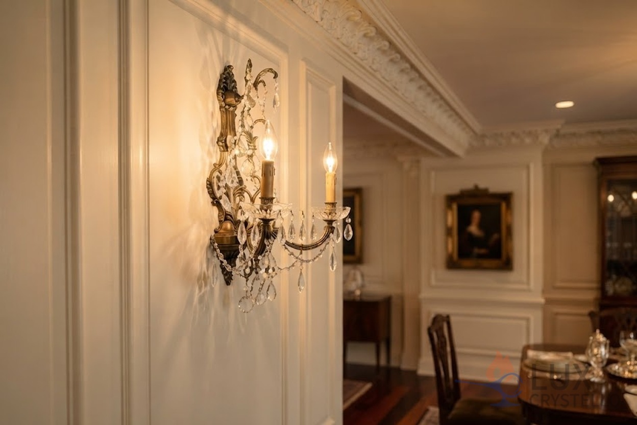 crystal chandelier brass