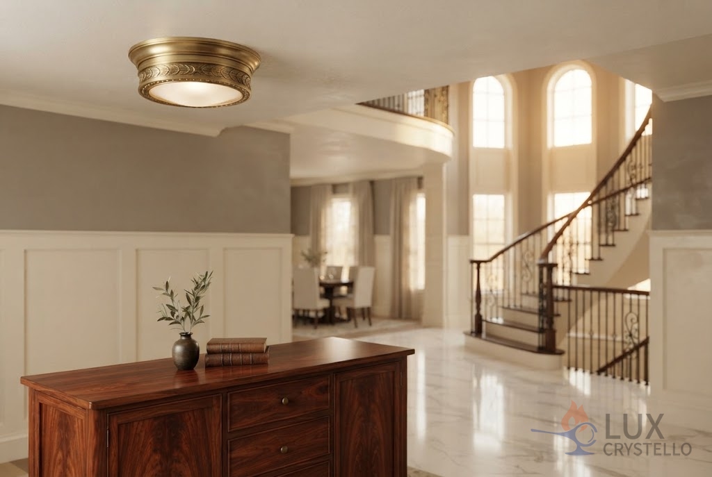 Why Designers Reach for a Napoleon Style Modern Brass Flush Mount Light Why Designers Reach for a Napoleon Style Modern Brass Flush Mount Light