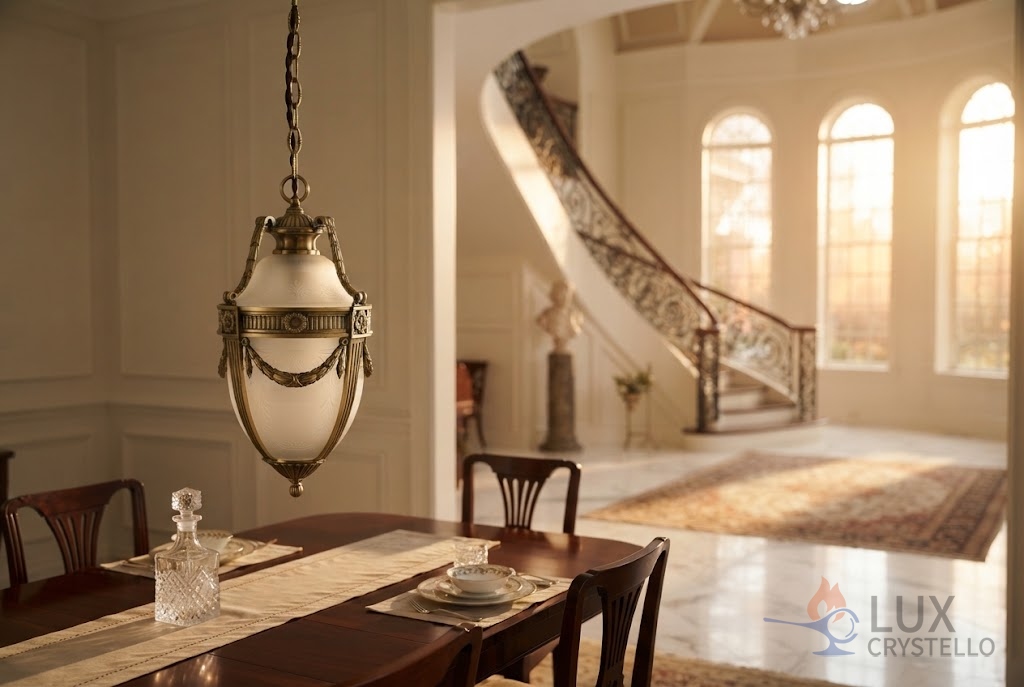 How a Napoleon Style Brass Glass Pendant Light Transforms a Room How a Napoleon Style Brass Glass Pendant Light Transforms a Room