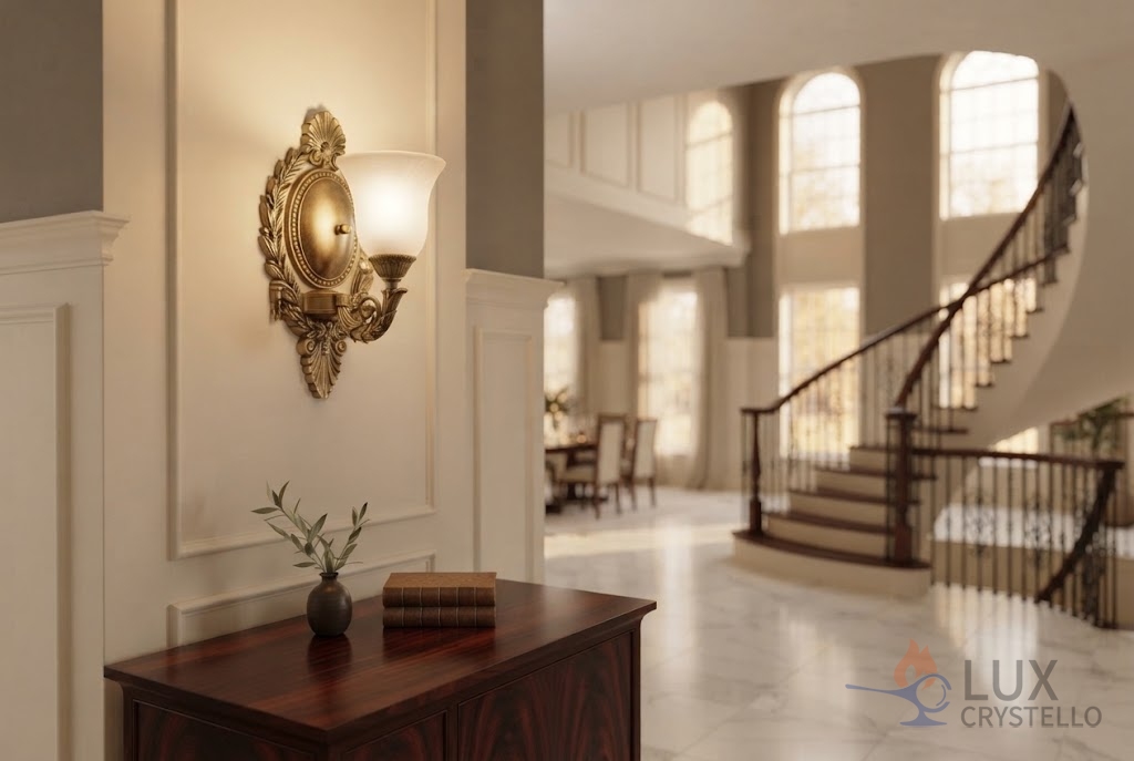 Where a Napoleon Style Brass Glass Wall Light Earns Its Place Where a Napoleon Style Brass Glass Wall Light Earns Its Place