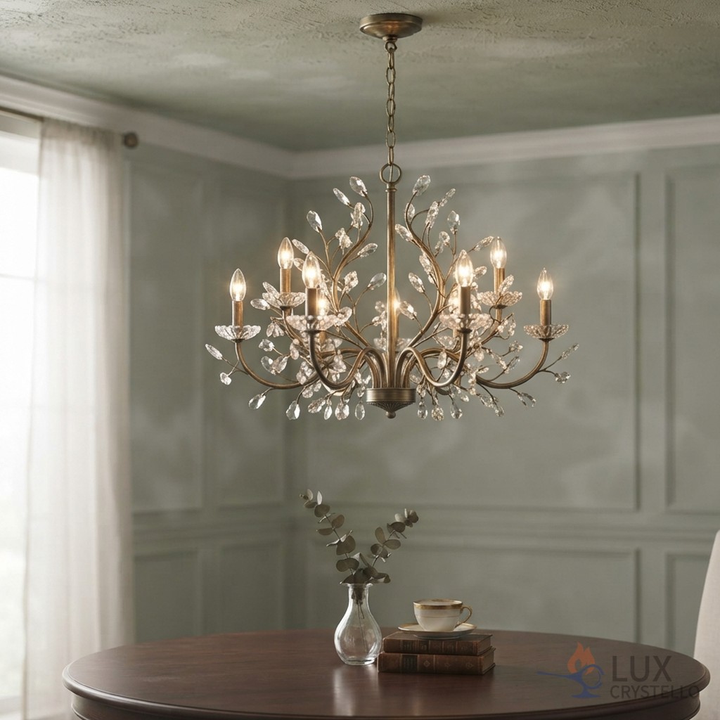 light french brass and crystal chandelier