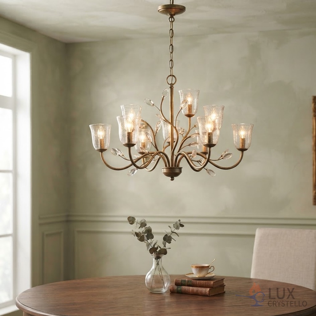 light french brass and glass chandelier