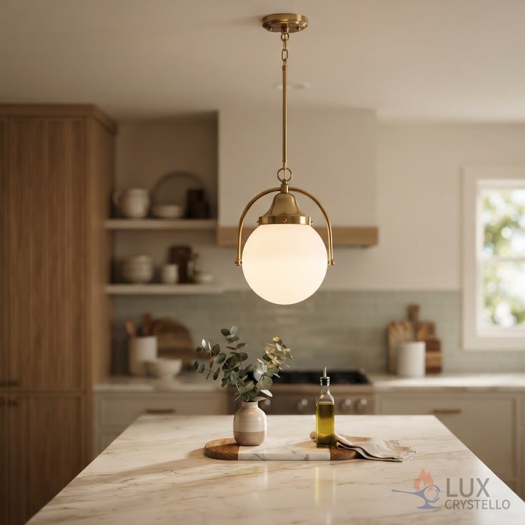 light french brass glass pendant light