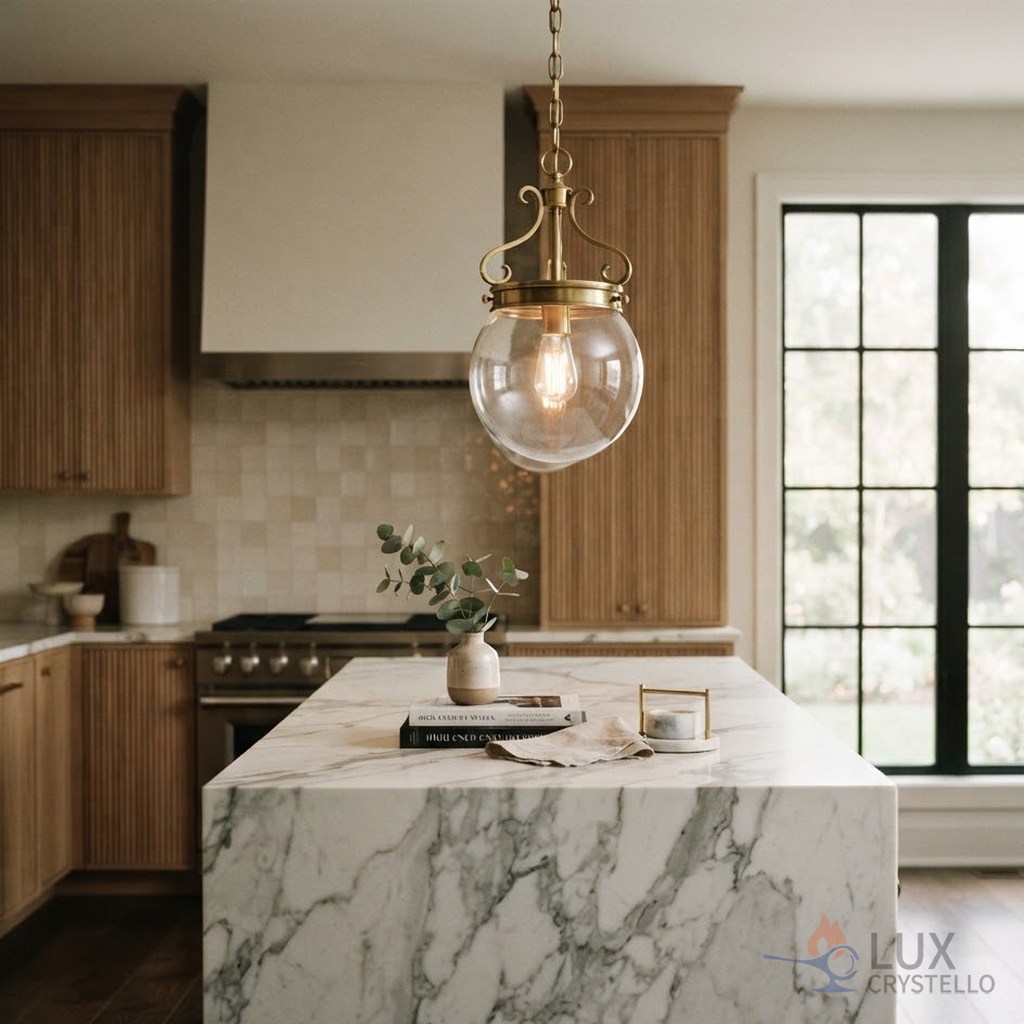 light french brass glass pendant