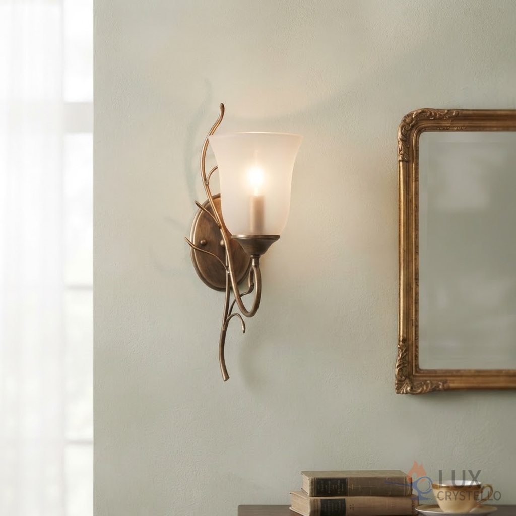 light french brass glass wall light