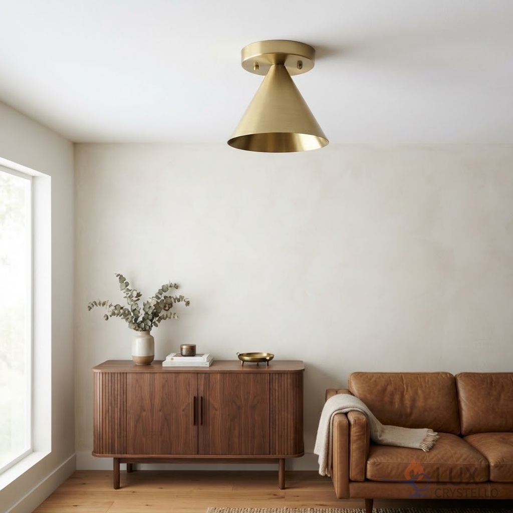 modern brass flush mount light